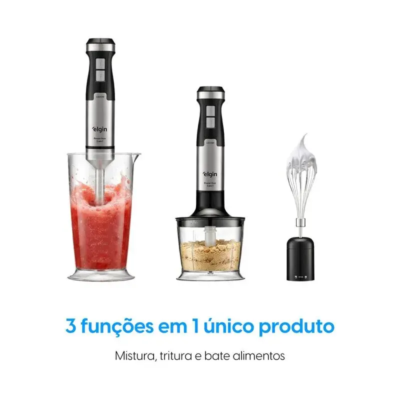 Mixer Power Inox 3 em 1 Elgin 1000W Mistura, Tritura e Bate